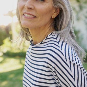 Frank & Eileen ELLA The Easiest Dress TRIPLE FLEECE Size: S FRENCH STRIPES